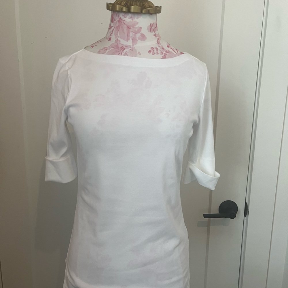 NWT Lauren Ralph Lauren Stretch Boatneck Top - Picture 2 of 7